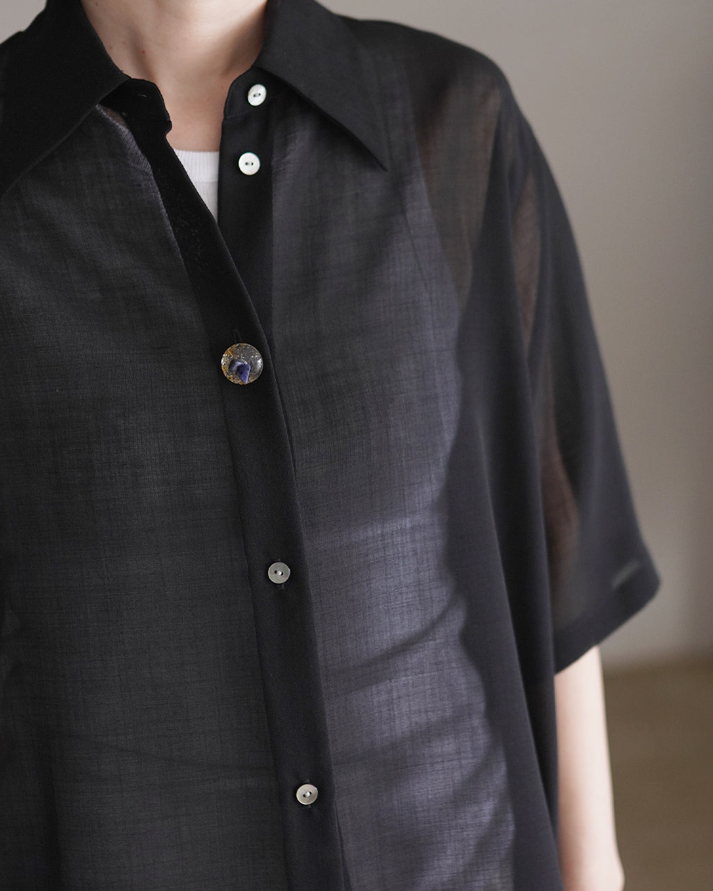 High-twisted gauze shirt PO1S013
