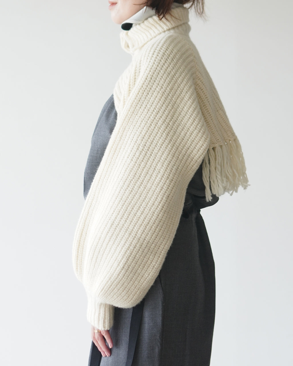 Wool Cotton Fringe Cardigan PO2T003