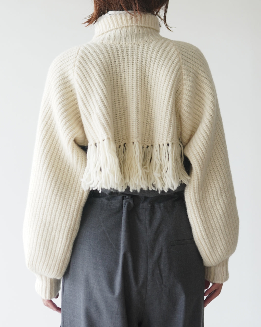 Wool Cotton Fringe Cardigan PO2T003