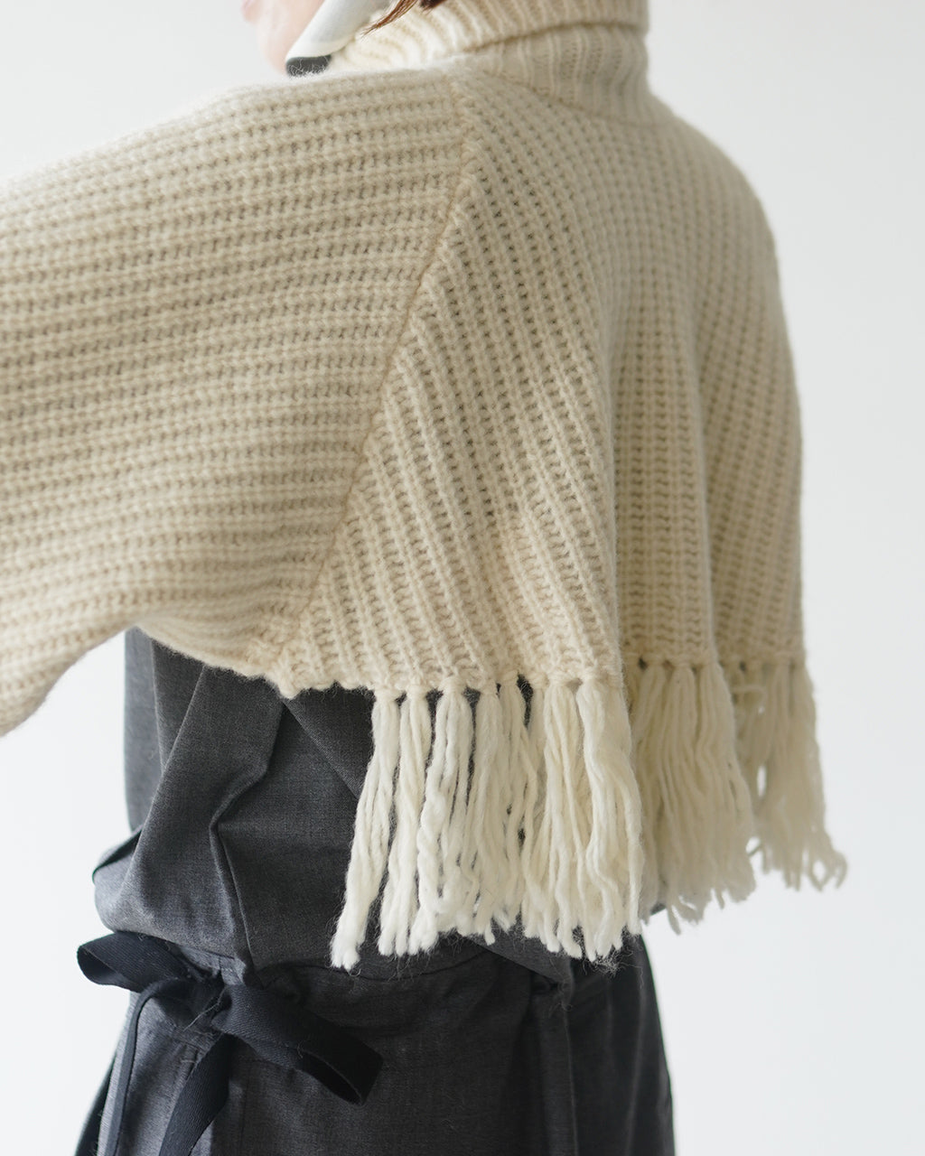 Wool Cotton Fringe Cardigan PO2T003