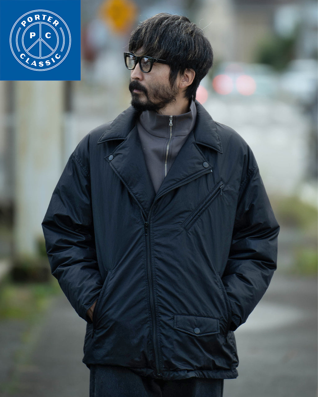 PORTER CLASSIC ポータークラシック ライダース ダウンジャケット SHEEN NYLON RIDERS DOWN JACKET ジップアップ PC-015-2996【送料無料】 [★]