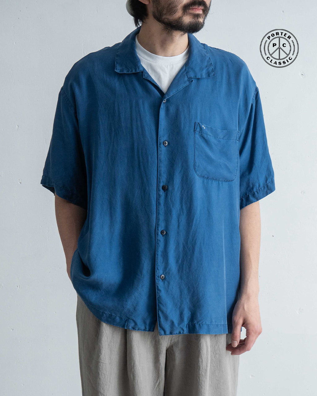 PORTER CLASSIC ポータークラシック オープンカラーシャツ 開襟 半袖 シルク H/W INDIGO SILK SHIRT PC-024-3337【送料無料】