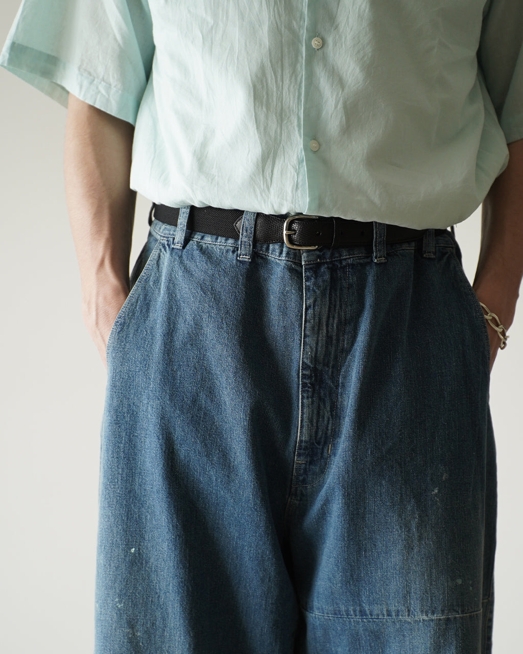 PORTER CLASSIC BREAKFAST DENIM FATTY PANTS PC-005-3850 デニム ワイドテーパードパンツ ブルー｜Crouka(クローカ)