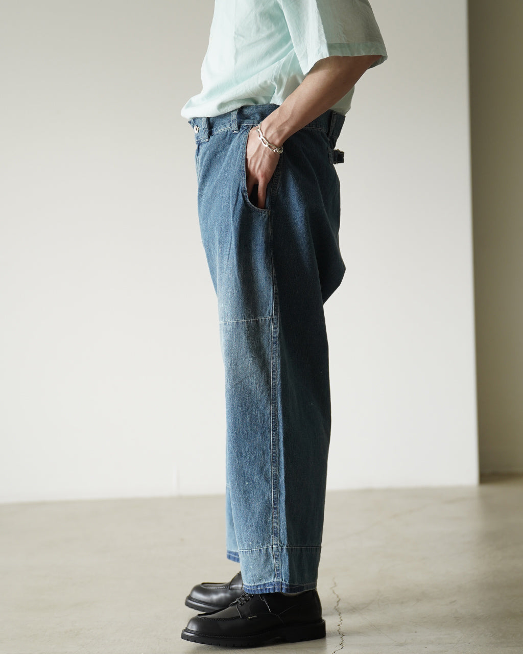 PORTER CLASSIC BREAKFAST DENIM FATTY PANTS PC-005-3850 デニム ワイドテーパードパンツ ブルー｜Crouka(クローカ)