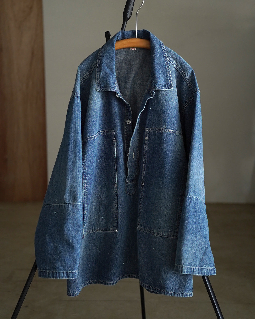 PORTER CLASSIC BREAKFAST DENIM PRISONER SHIRTS W/LOVE&PEACE SILVER CUSTOM PC-005-3849 デニム プルオーバーシャツ｜Crouka(クローカ)