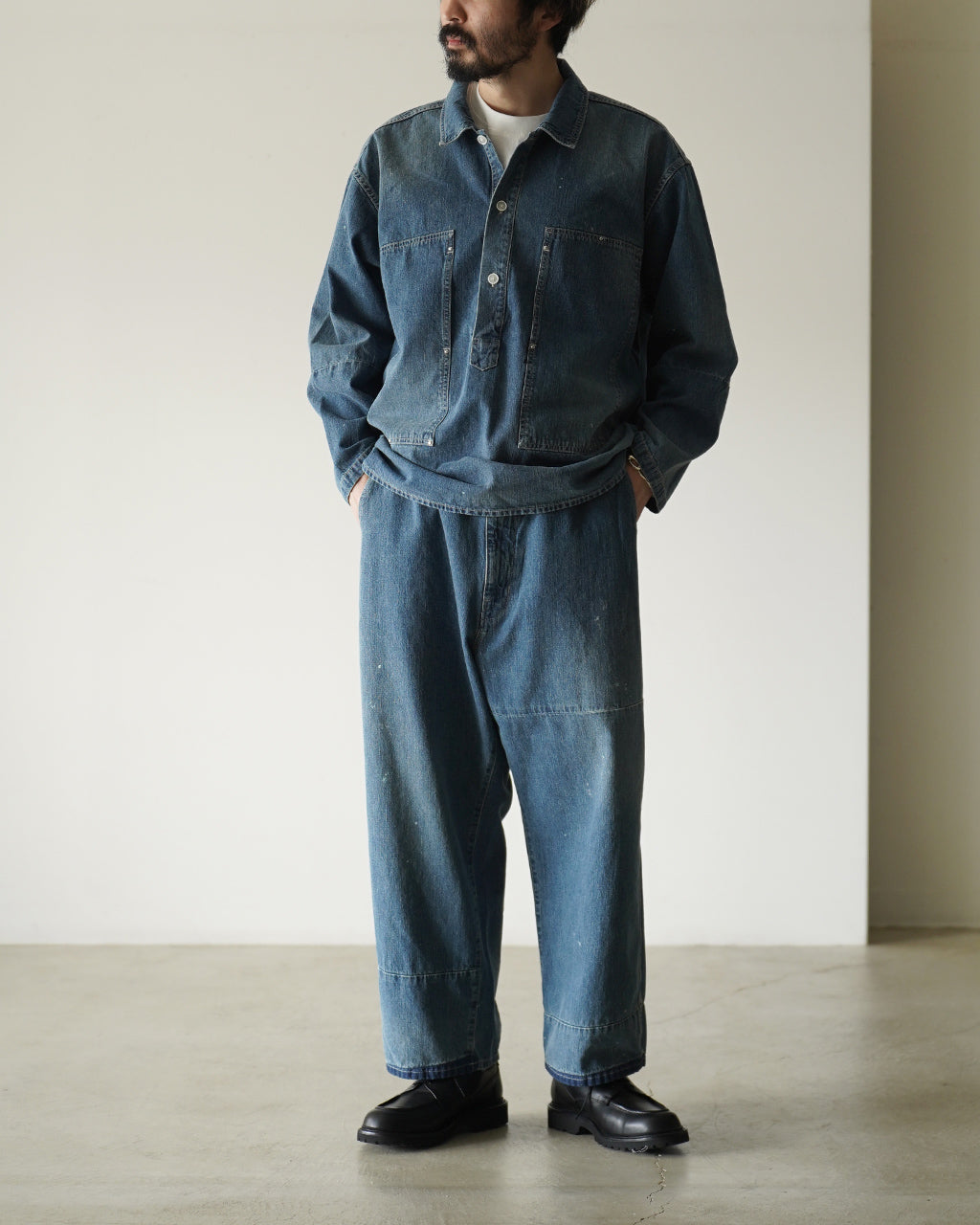 PORTER CLASSIC BREAKFAST DENIM PRISONER SHIRTS W/LOVE＆PEACE