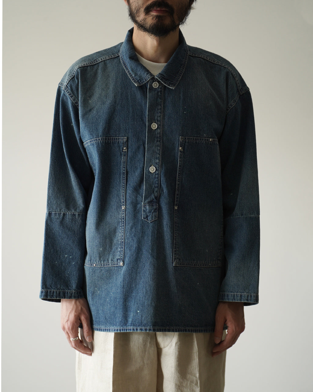 PORTER CLASSIC BREAKFAST DENIM PRISONER SHIRTS W/LOVE＆PEACE