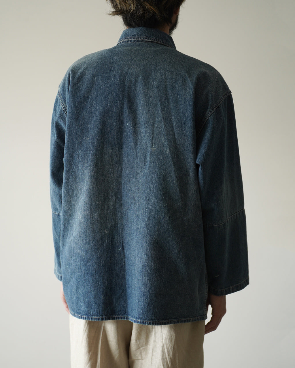 PORTER CLASSIC BREAKFAST DENIM PRISONER SHIRTS W/LOVE&PEACE SILVER CUSTOM PC-005-3849 デニム プルオーバーシャツ｜Crouka(クローカ)