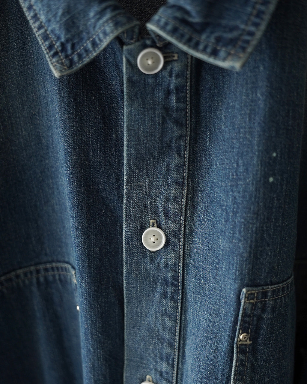 PORTER CLASSIC BREAKFAST DENIM PRISONER SHIRTS W/LOVE&PEACE SILVER CUSTOM PC-005-3849 デニム プルオーバーシャツ｜Crouka(クローカ)