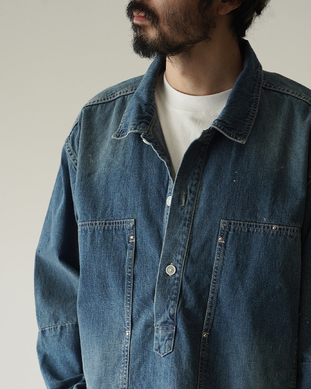 PORTER CLASSIC BREAKFAST DENIM PRISONER SHIRTS W/LOVE＆PEACE