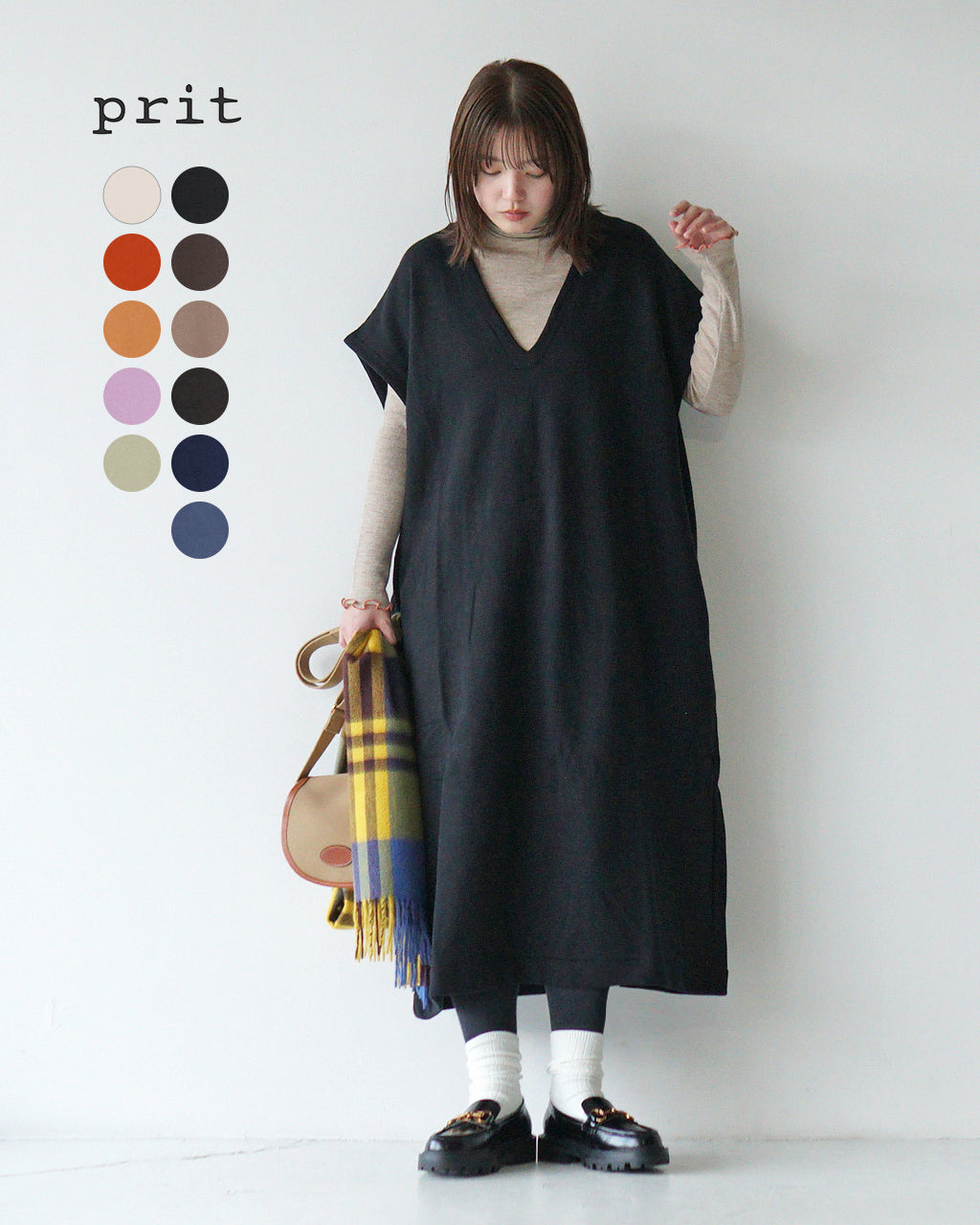 prit プリット ワンピース【Crouka別注】Vネック ワンピース V NECK ONEPIECE P90486【送料無料】