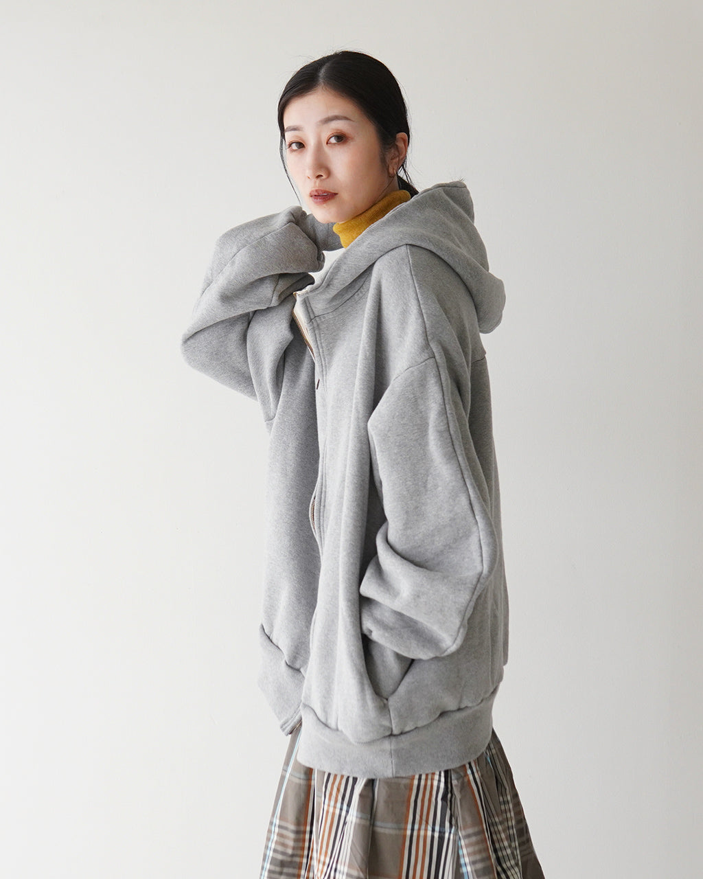 【SALE！30%OFF】prit プリット 30/7 裏毛ナッピング起毛 ハイネックダブルZIPパーカー フーディ P90521【送料無料】