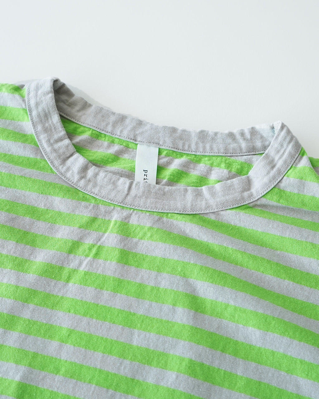 【SALE！20%OFF】prit プリット ボーダーTシャツ 30/1リサイクル天竺カラーボーダー5分袖ワイドTシャツ 半袖 ドロップショルダー  P91530