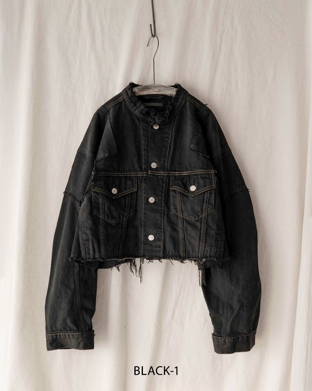 QUIITO PT DENIM SHORT JACKET BLACK Q25A-J021BK