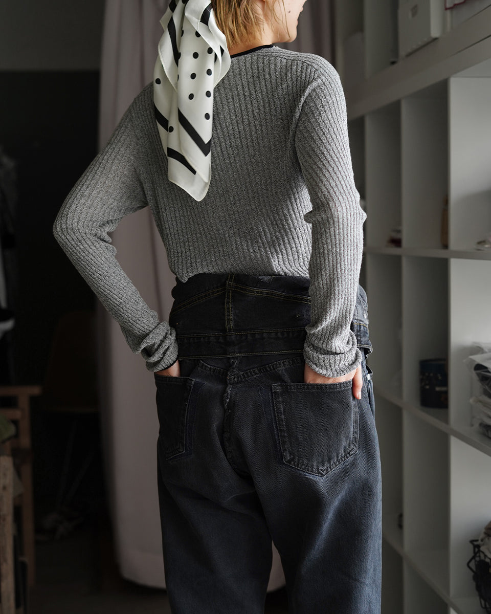 QUIITO キイト Wウエスト デニムパンツ グレー レディース W WAIST 