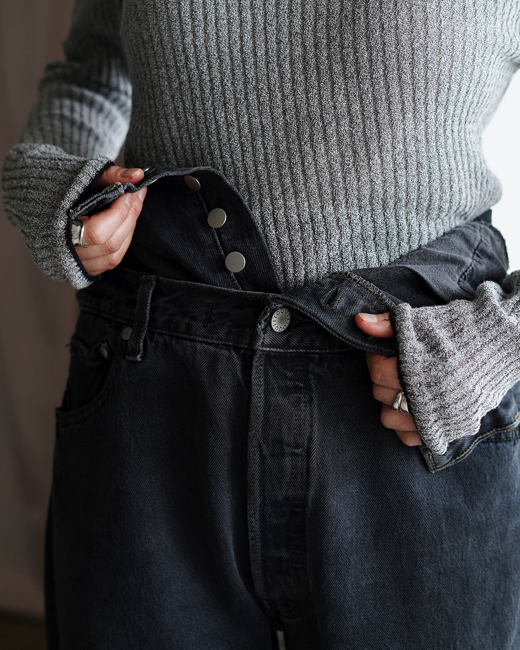 QUIITO キイト Wウエスト デニムパンツ グレー レディース W WAIST