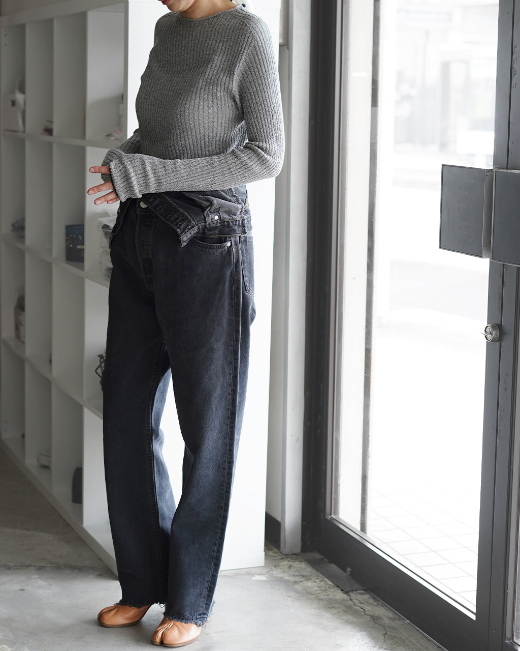 QUIITO キイト Wウエスト デニムパンツ グレー レディース W WAIST