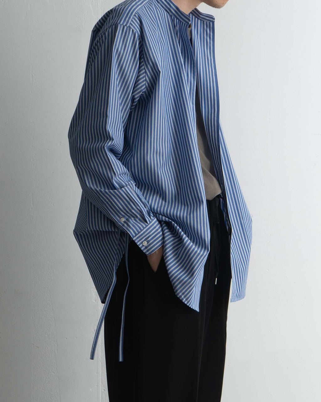 RAINMAKER レインメーカー バンドカラー ドウギ シャツ BAND COLLAR DOUGI SHIRT シナモン ストライプ RM242-015【送料無料】