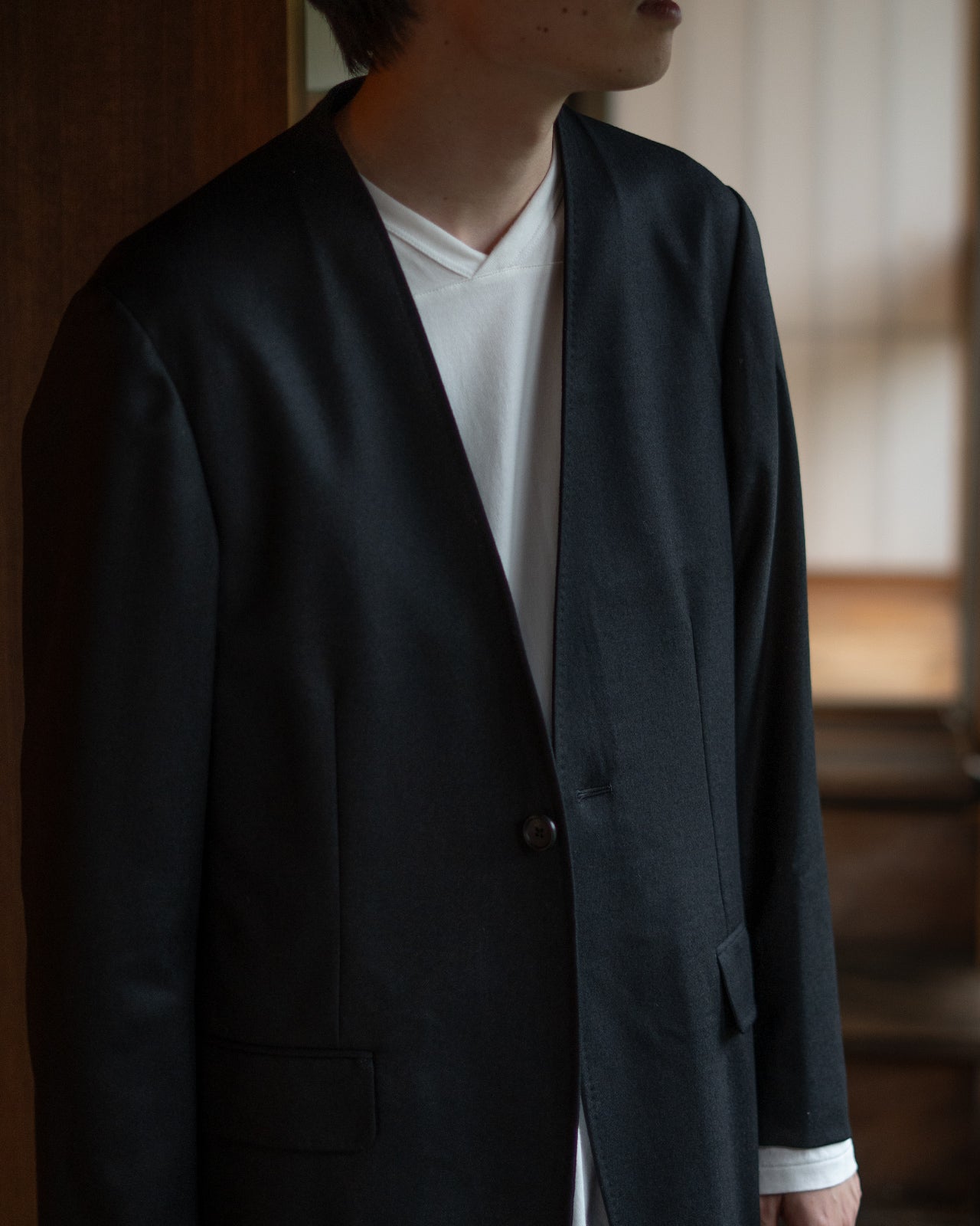 NO COLLAR LONG JACKET RM252-035