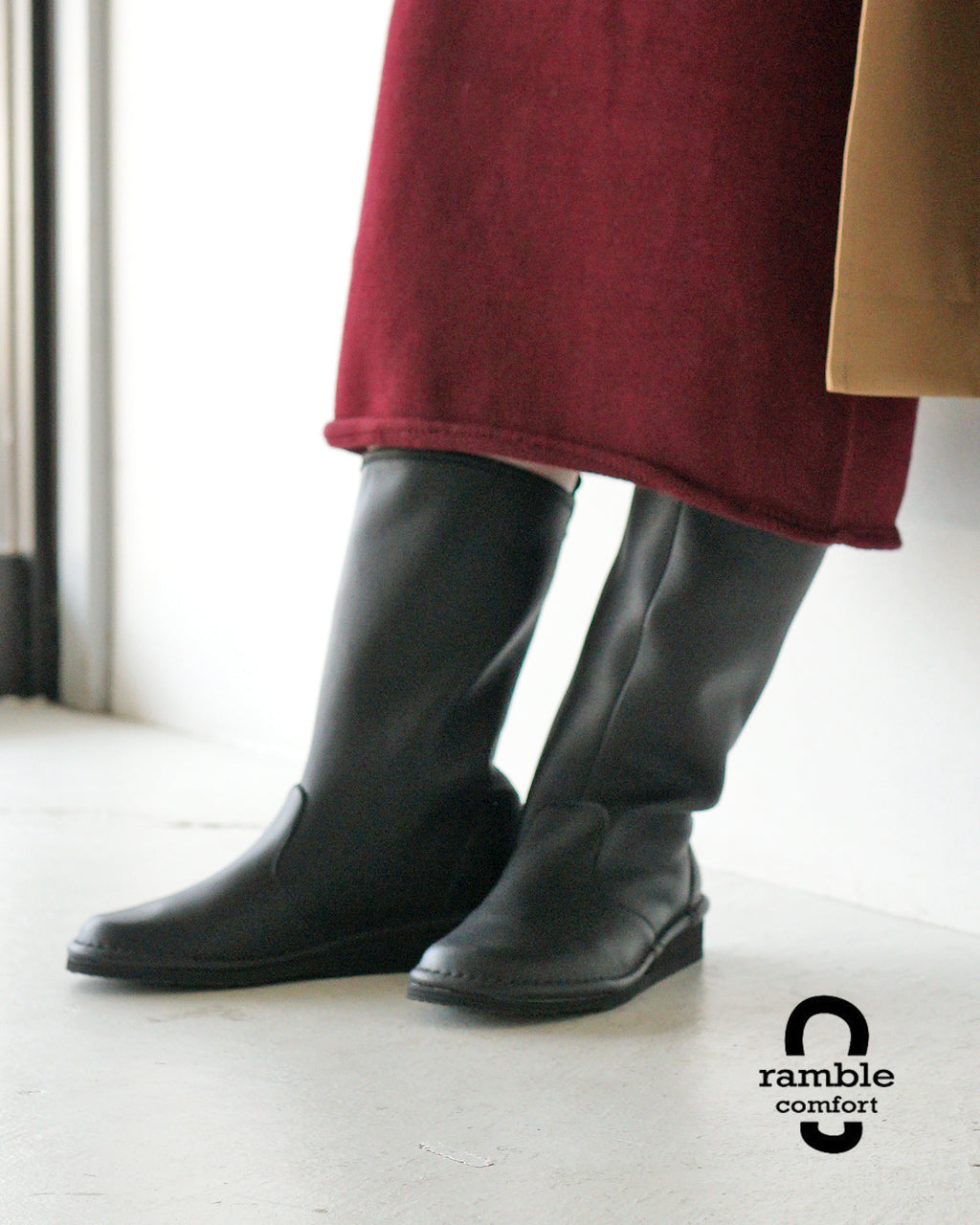 ramble comfort long boots, shrink leather, made in Japan, 373-43866 [coupon not applicable] [free shipping] 