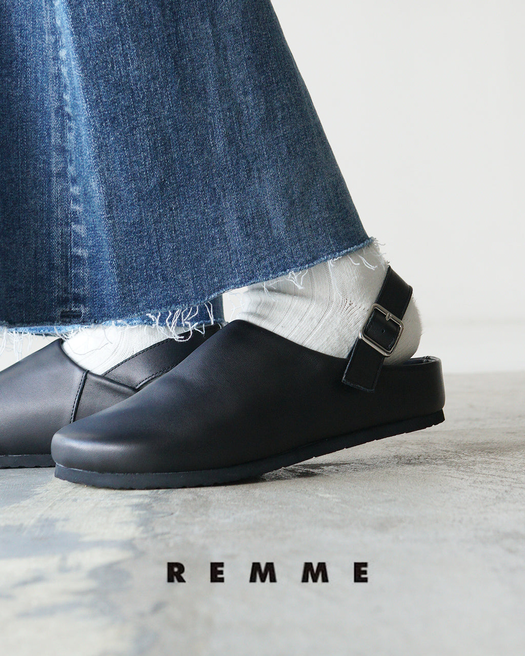 REMME Leather Clog Sandals Back Strap Slip-on Shoes ZH-25S009-SH [Free Shipping] 