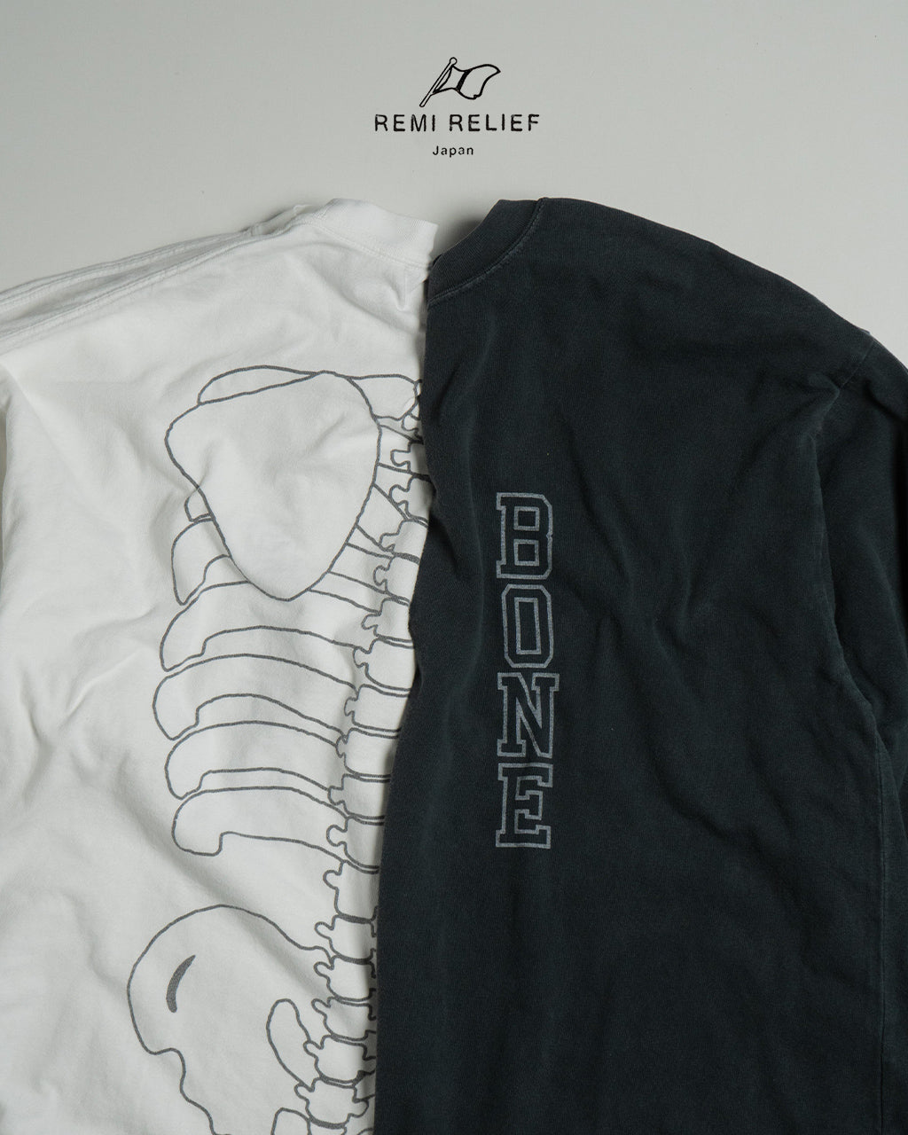 REMI RELIEF Long Sleeve T-Shirt HARD SP Processing 20/- Jersey Long T-Shirt (BONE) Cut and Sew Logo T-Shirt RN28369134 [Free Shipping] 