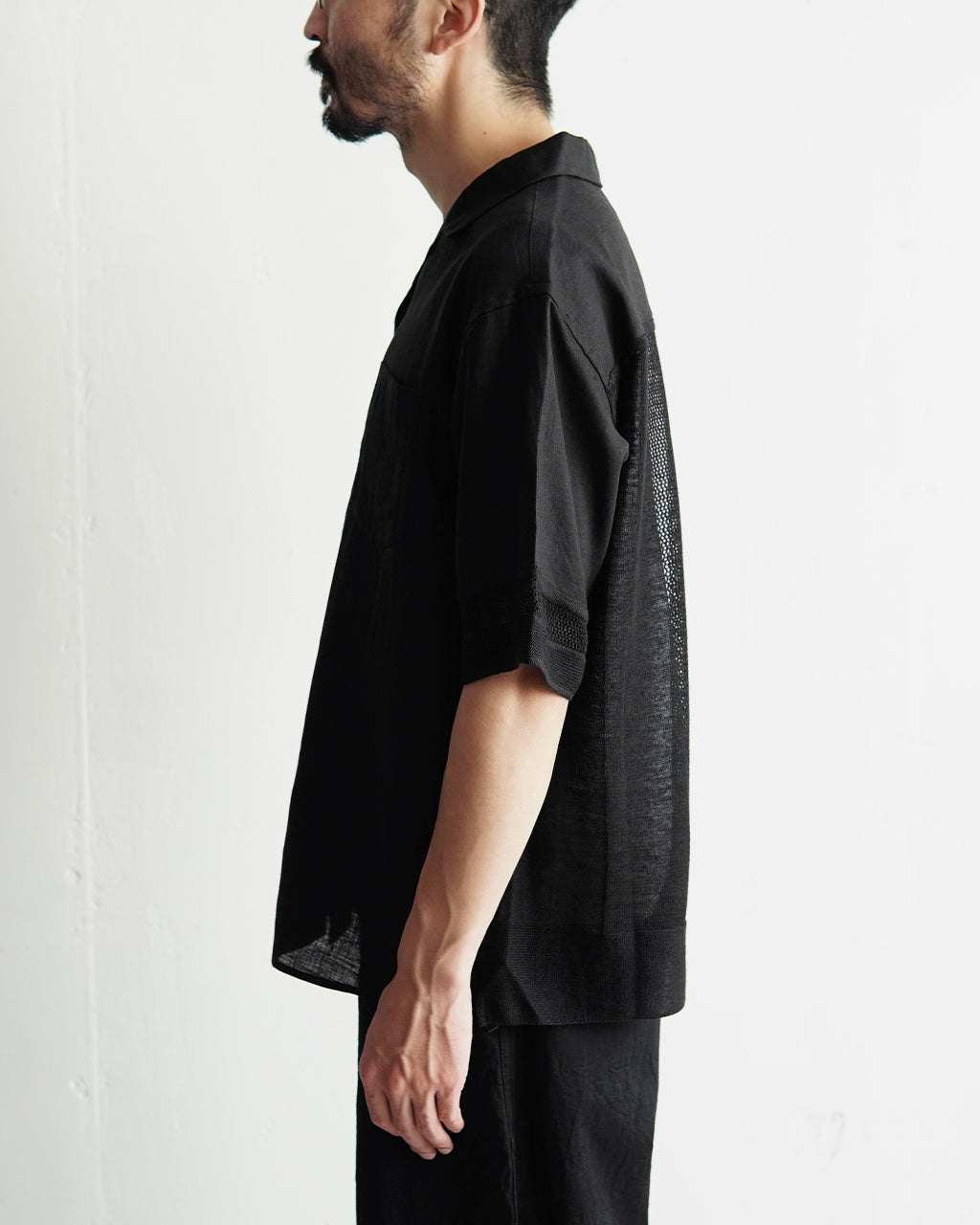 rinoneca リノネカ リネン メッシュ オープンカラー シャツ LINEN MESH OPEN COLLAR SHIRT RNC004【送料無料】 [★]