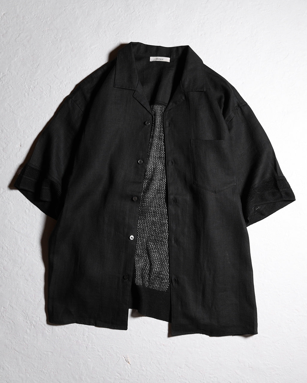 rinoneca リノネカ リネン メッシュ オープンカラー シャツ LINEN MESH OPEN COLLAR SHIRT RNC004【送料無料】【クーポン対象外】 [★]