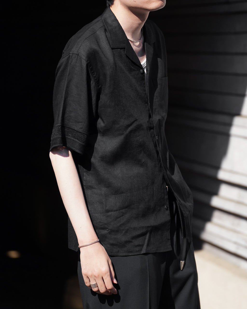 | coupon | LINEN MESH OPEN COLLAR SHIRT RNC004