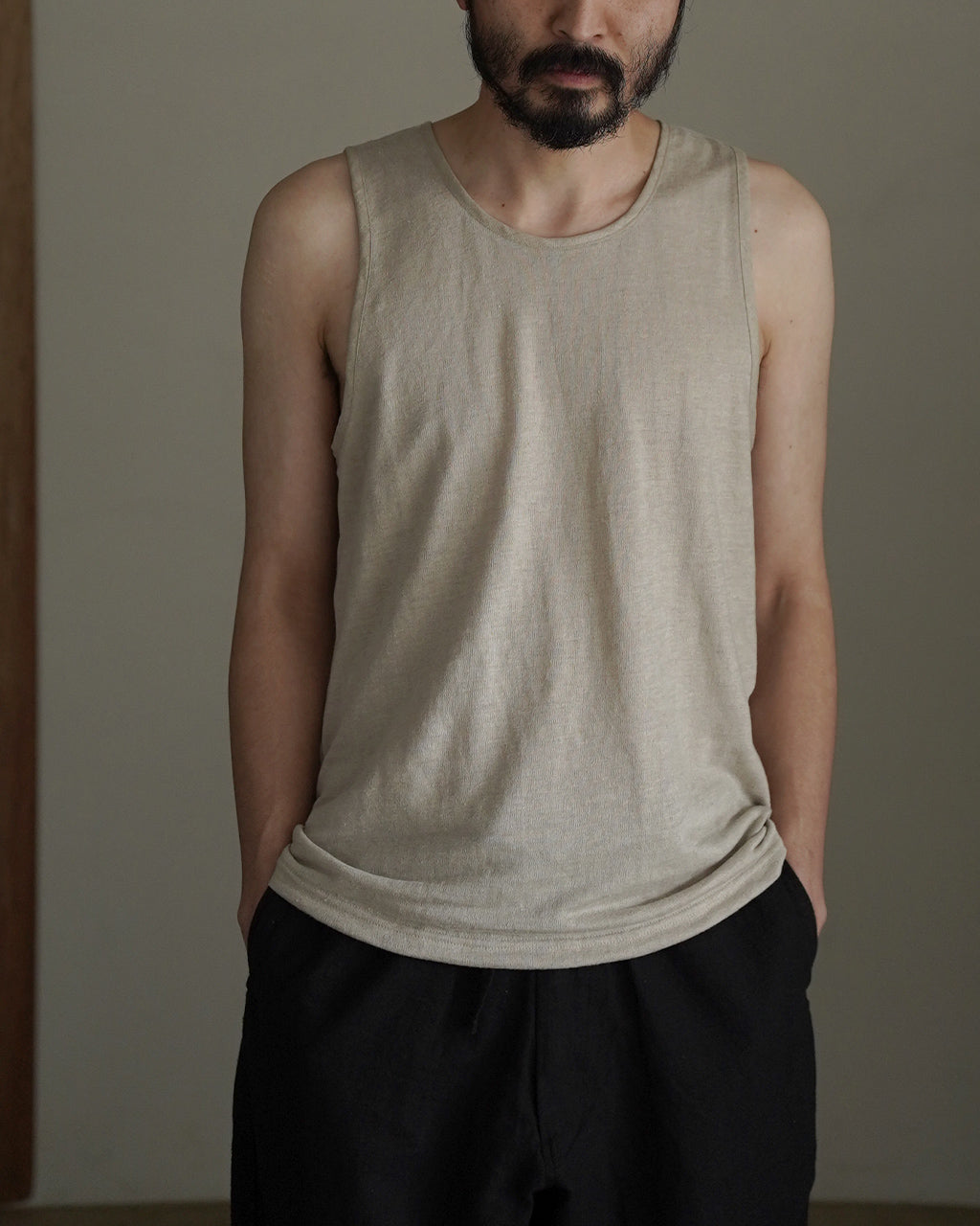 rinoneca リノネカ リネンピケ タンクトップ メンズ LINEN PIQUE
