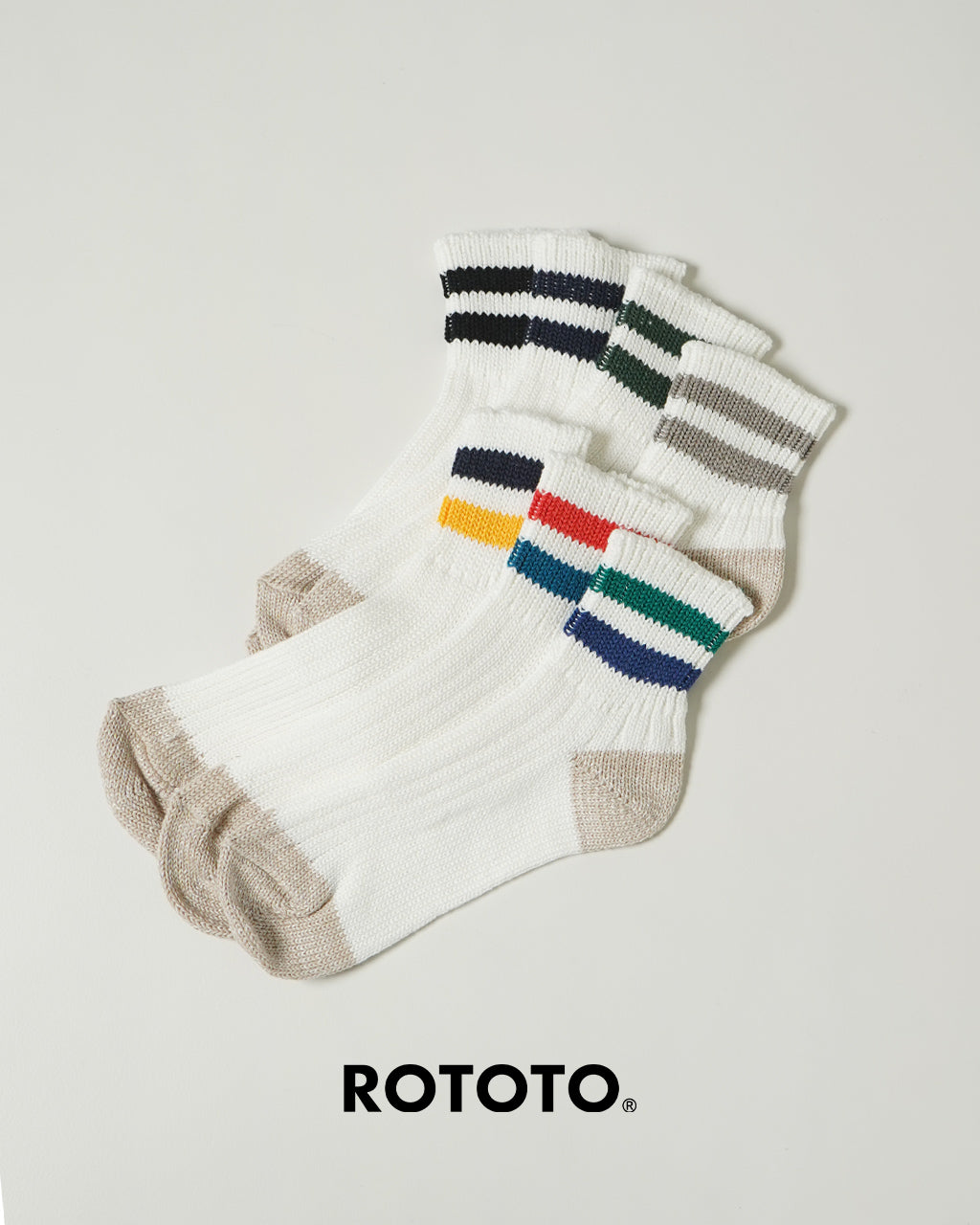 ROTOTO ロトト オールドスクール リブ アンクルソックス O.S. RIBBED ANKLE SOCKS 靴下 コットン リネン ボーダー R1404 ギフト【クーポン対象外】【メール便可】