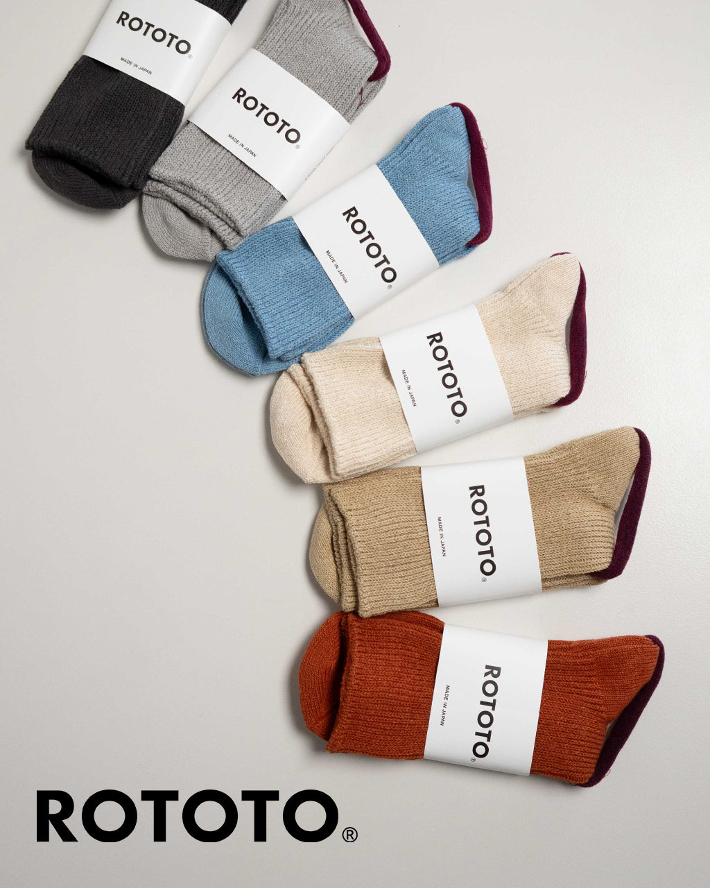 ROTOTO ロトト WASHI RECYCLED COTTON RIB CREW SOCKS 和紙 リサイクルコットン リブクルーソックス 靴下 R1535-SS25【メール便可】