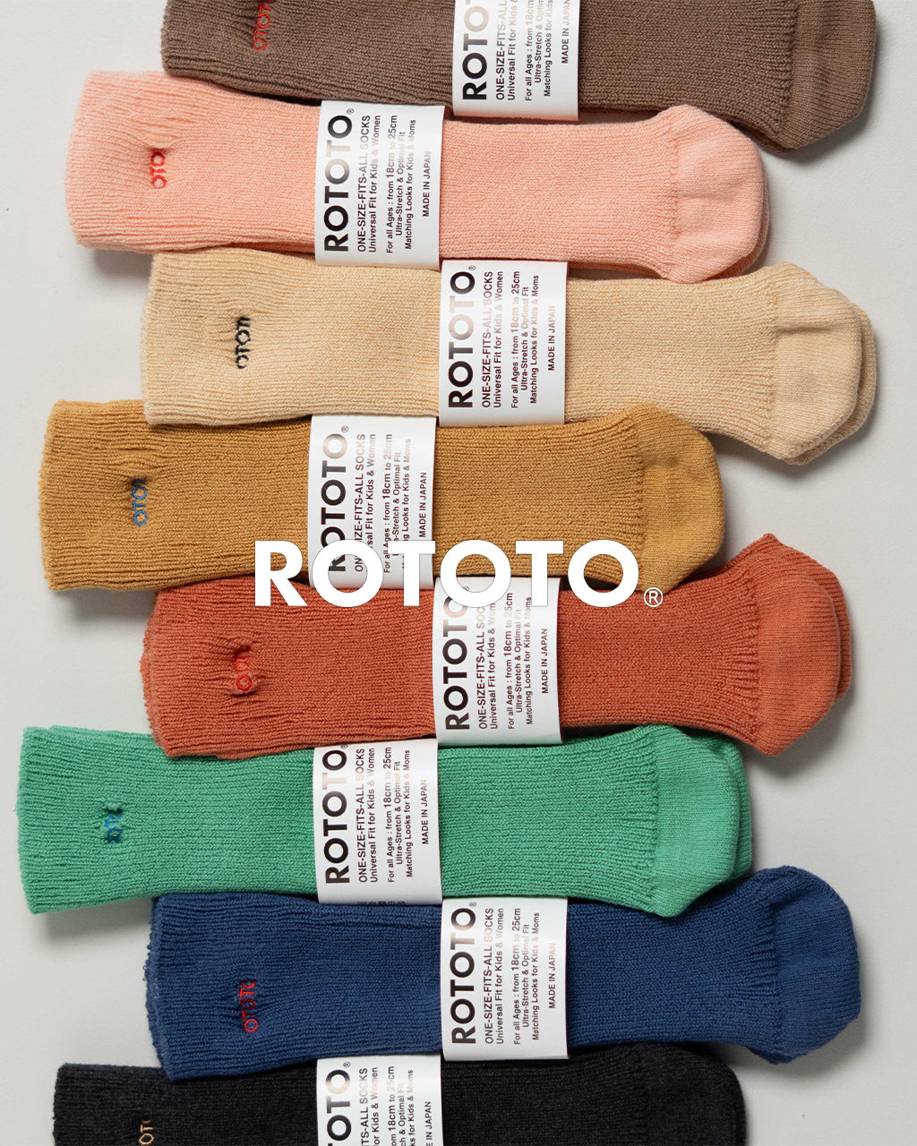 ROTOTO ロトト ONE SIZE FITS ALL COTTON RIBBED SOCKS ワンサイズ フィッツオール コットンリブソックス 靴下 無地 R1583-SS25【メール便可】