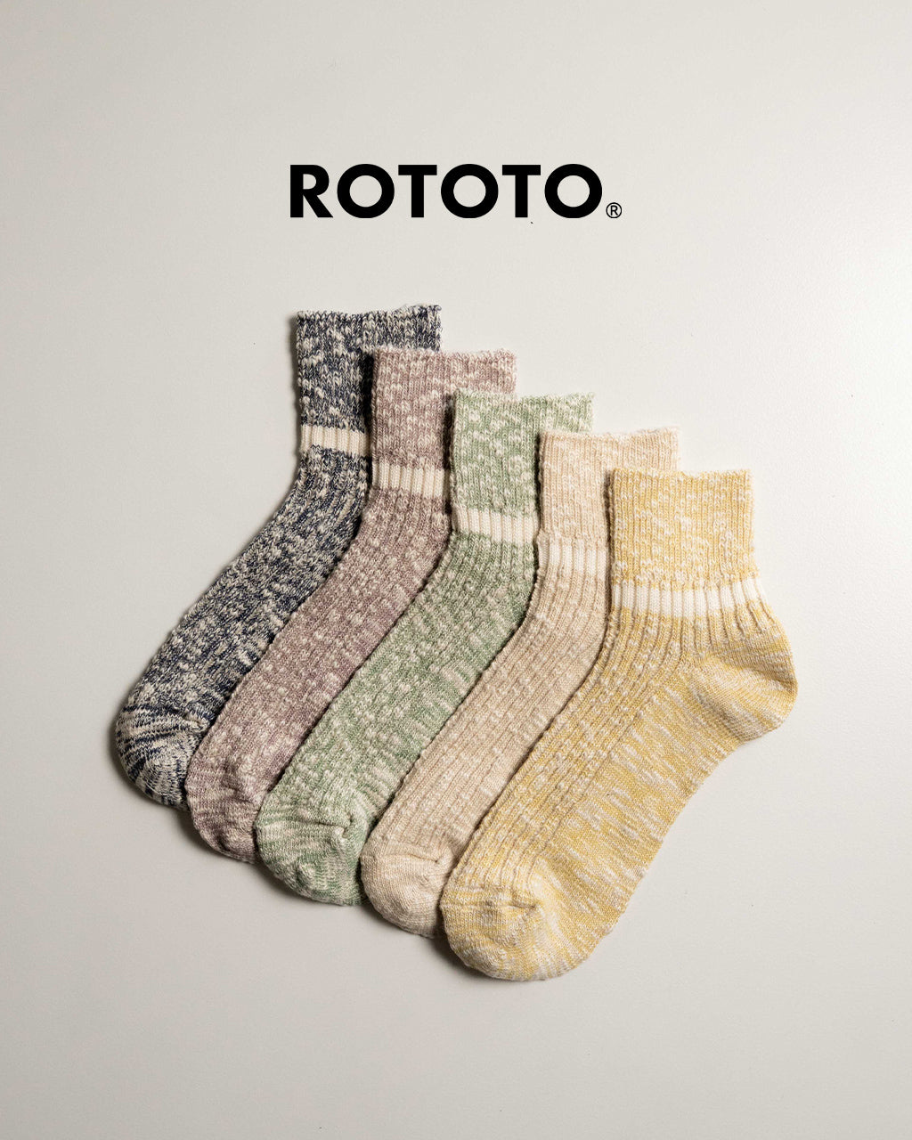 ROTOTO ロトト オーガニックコットン スラブ ストライプ アンクルソックス OG COTTON SLUB STRIPE ANKLE SOCKS 靴下 R1597-SS25