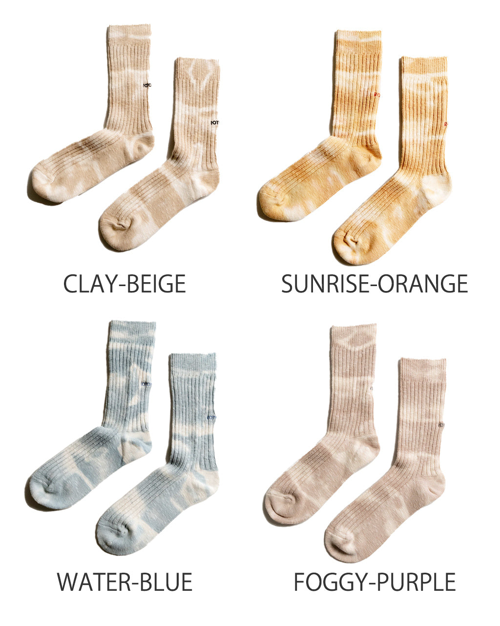 ROTOTO ロトト タイダイ リブ クルーソックス TIE DYE RIBBED CREW SOCKS 靴下 日本製 ロゴ コットン R1603【メール便可】
