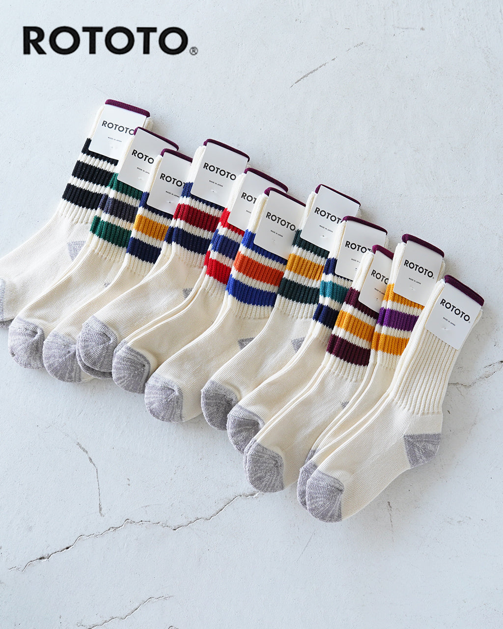 ROTOTO COARSE RIBBED OLDSCHOOL CREW SOCKS COARSE RIBBED OLDSCHOOL CREW SOCKS Socks Legwear R1255 [Coupon not applicable] 