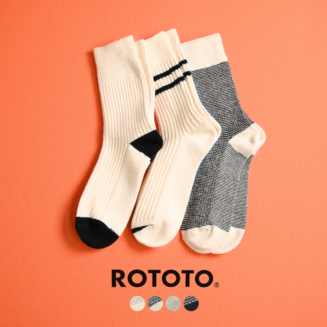 ROTOTO 로토토 리사이클 코튼 울 데일리 3 팩 양말 RECYCLE COTTON WOOL DAILY 3 PACK SOCKS 양말 레그웨어 R1574【쿠폰 대상외】 