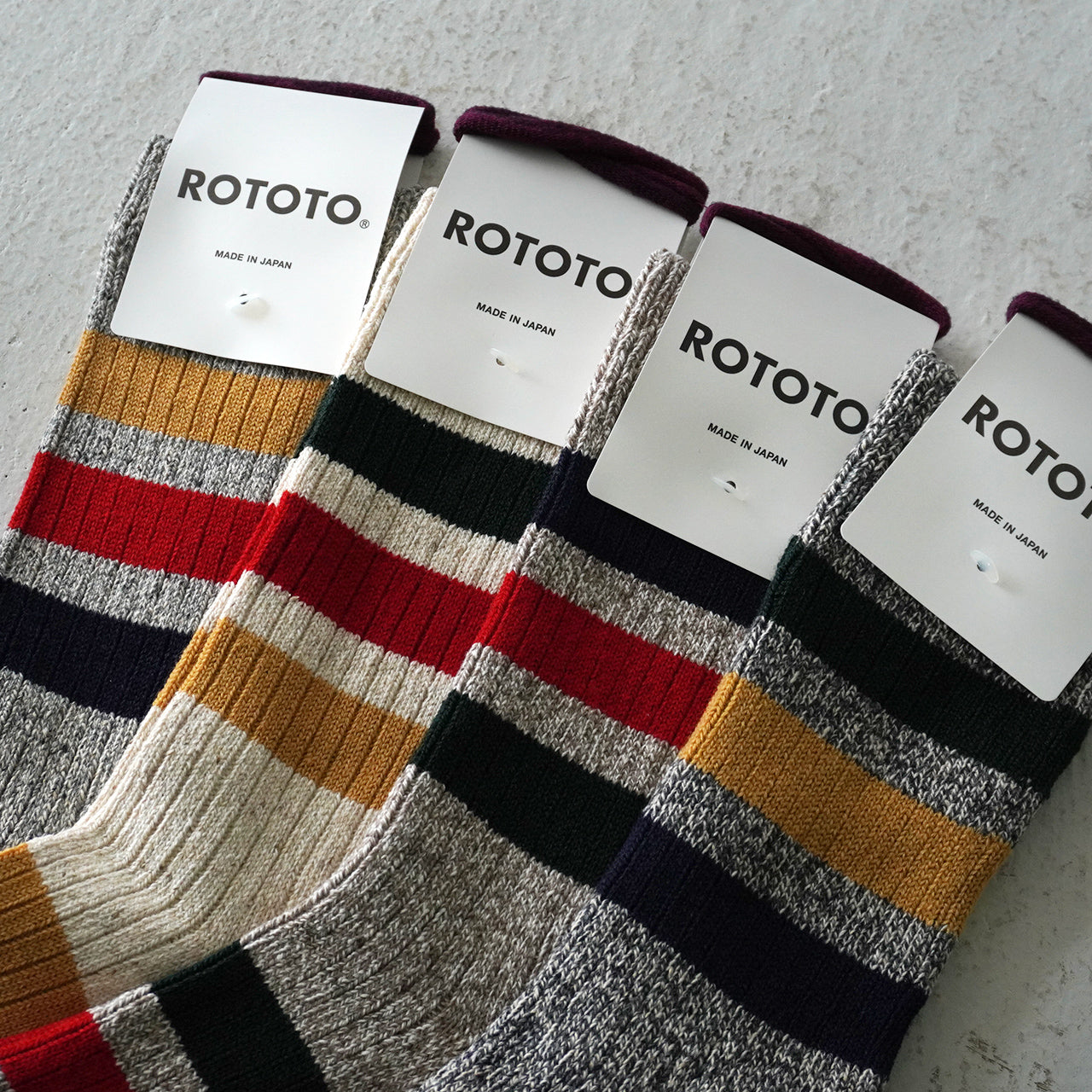 ROTOTO ロトト クルーソックス ストライプ PARK STRIPE CREW SOCKS 靴下 レッグウェア R1501【メール便可】