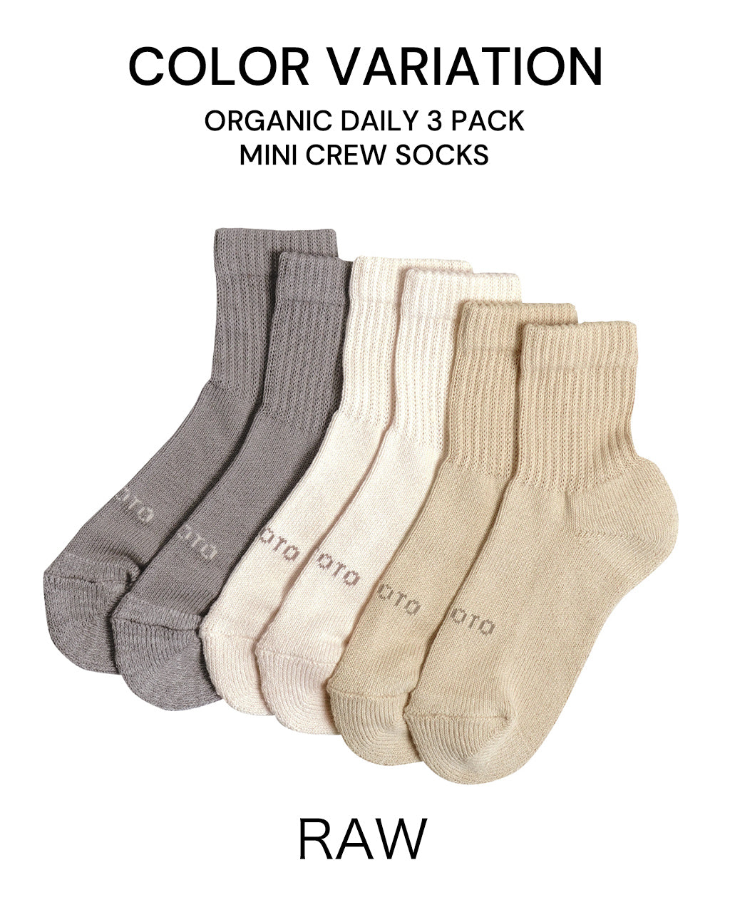 ROTOTO ロトト オーガニック デイリー 3パック ミニ クルー ソックス ORGANIC DAILY 3 PACK MINI CREW SOCKS 靴下 R1522