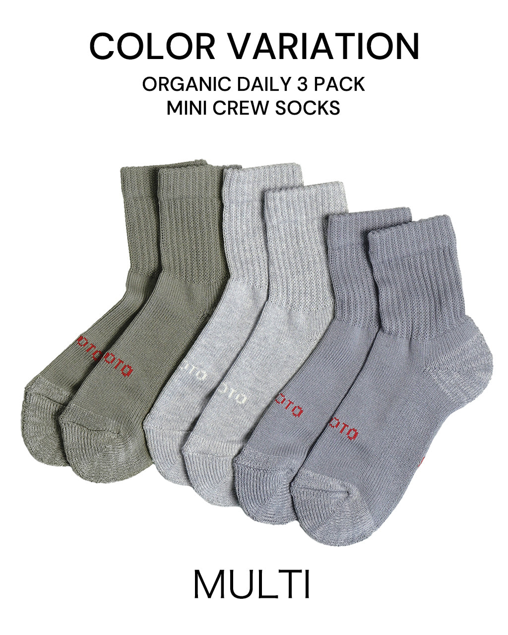 ROTOTO ロトト オーガニック デイリー 3パック ミニ クルー ソックス ORGANIC DAILY 3 PACK MINI CREW SOCKS 靴下 R1522