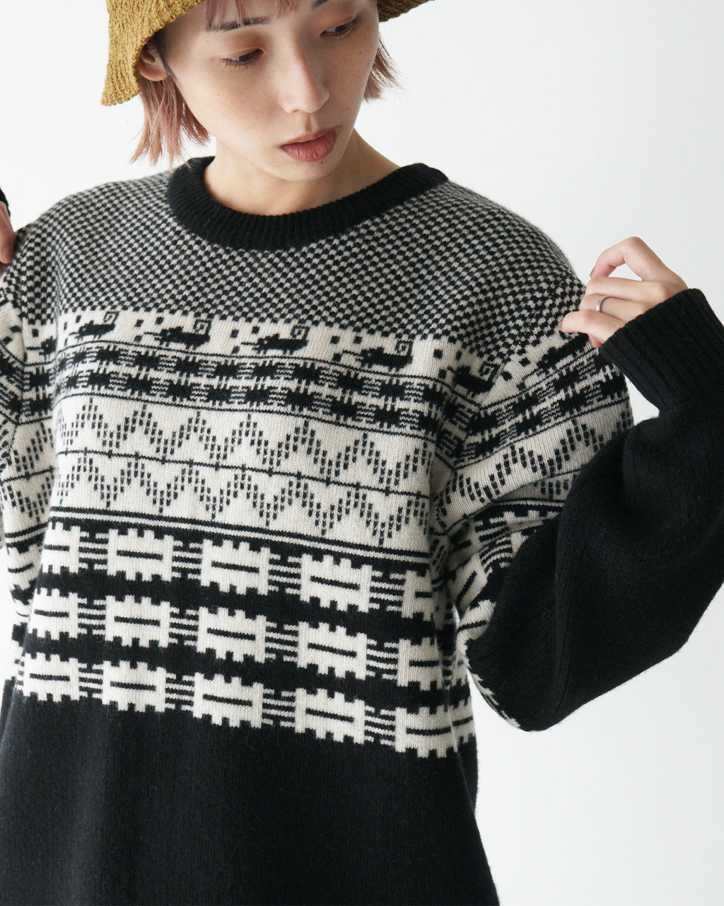 【SALE！50%OFF】RYETENDER ライテンダー ジャカード ニット BROOME SWEATER ウール カシミア プルオーバー セーター オーバーサイズ R21-02-01-006【送料無料】