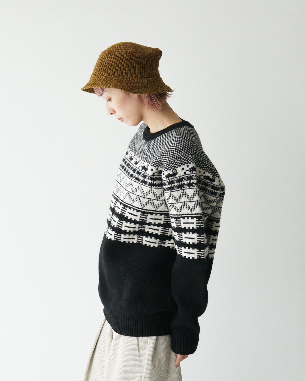 【SALE！50%OFF】RYETENDER ライテンダー ジャカード ニット BROOME SWEATER ウール カシミア プルオーバー セーター オーバーサイズ R21-02-01-006【送料無料】