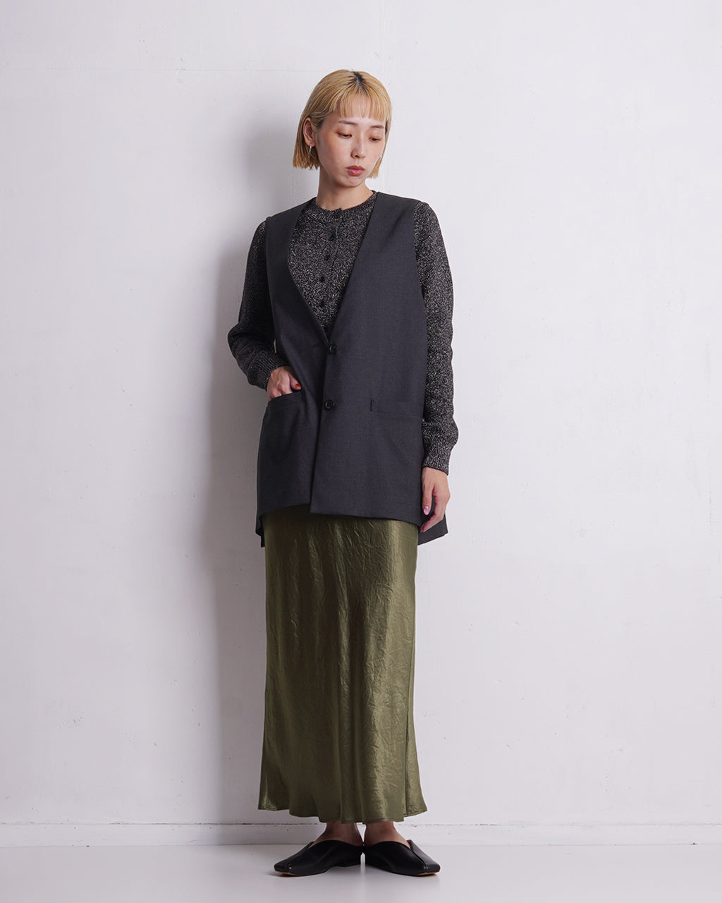 【SALE！40%OFF】SACRA サクラ アセテートサテン スカート ACETATE SATIN SKIRT タイトロングスカート 124512122【送料無料】