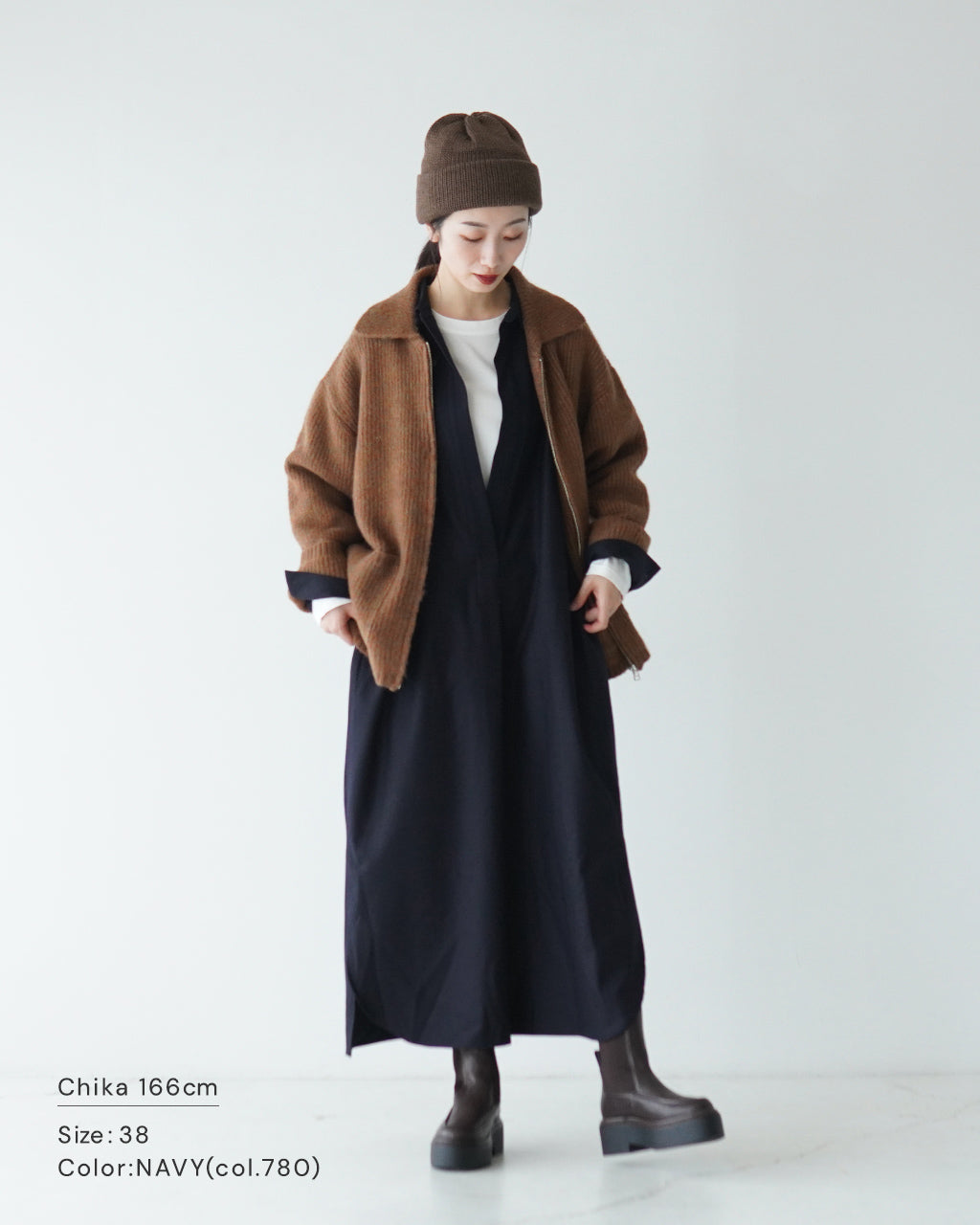 SACRA サクラ カシミヤ ロイヤル フラノ ワンピース CASHMERE ROYAL FLANO OP スキッパー シャツ ロングワンピース 124509041【送料無料】