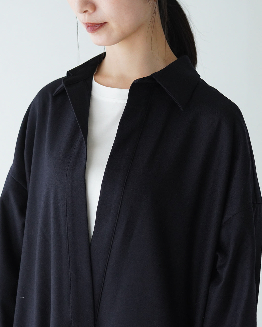 SACRA サクラ カシミヤ ロイヤル フラノ ワンピース CASHMERE ROYAL FLANO OP スキッパー シャツ ロングワンピ