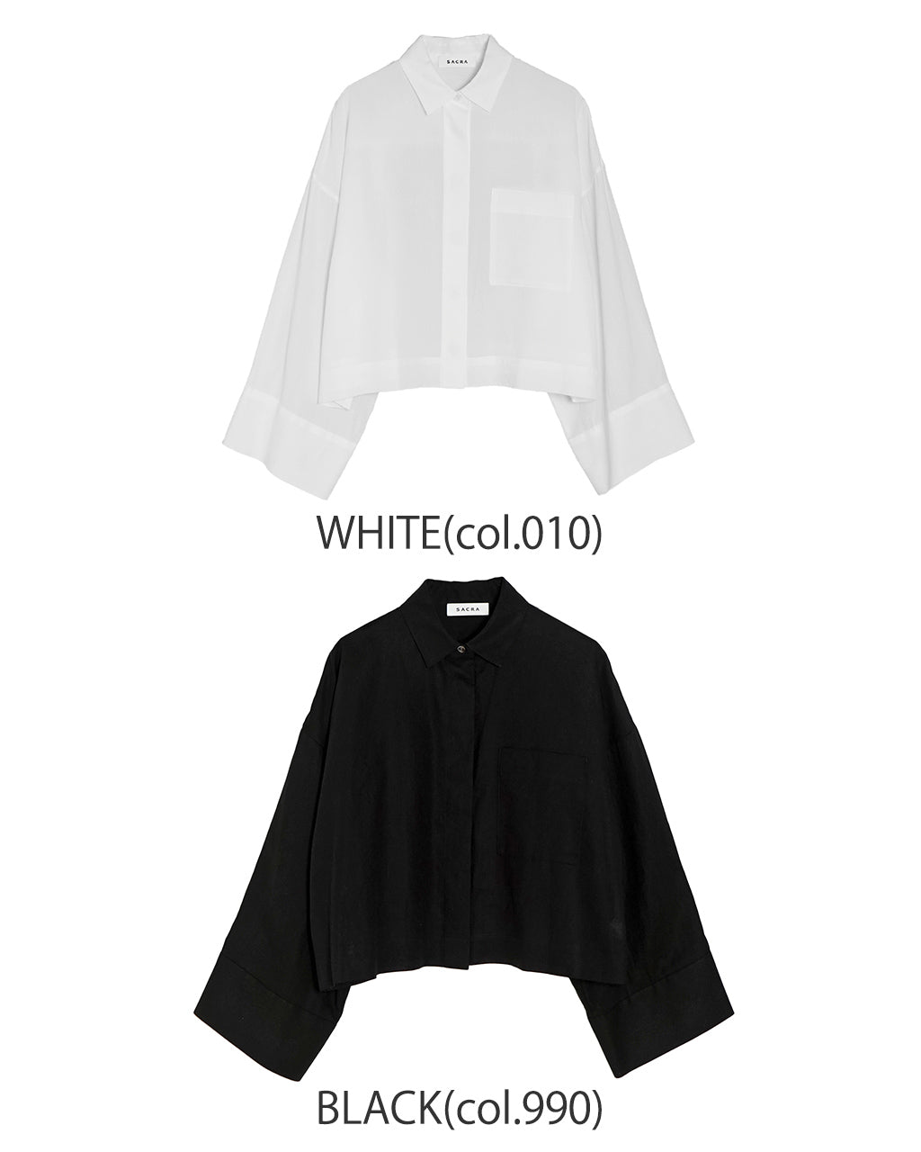 サクラ SACRA クロップド丈 シャツ SHRINK GABARDINE CROPPED SHIRT シュリンク ギャバジン ワイドスリーブ 125117071【送料無料】