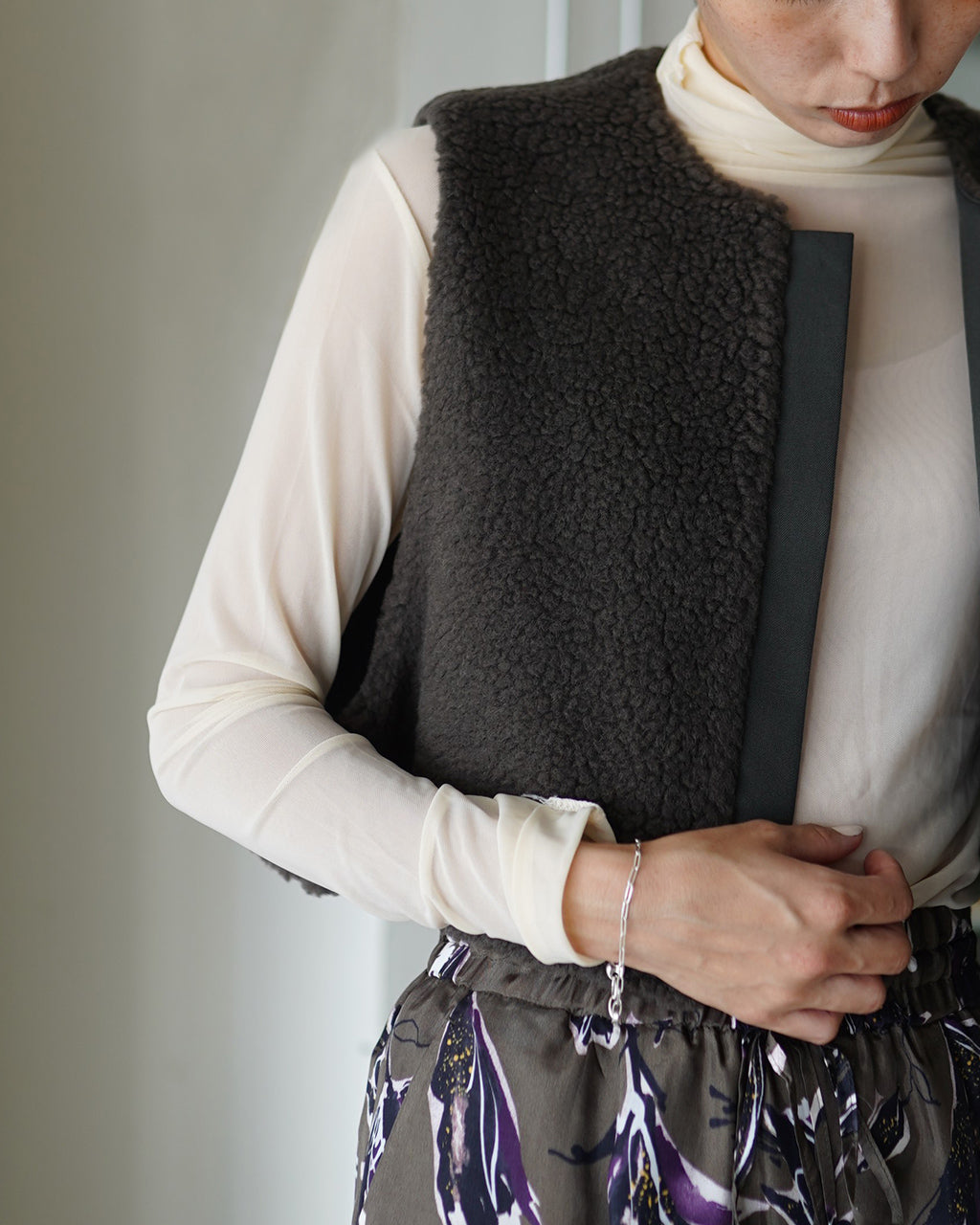 SACRA POODLE FUR SHORT GILET 125505061