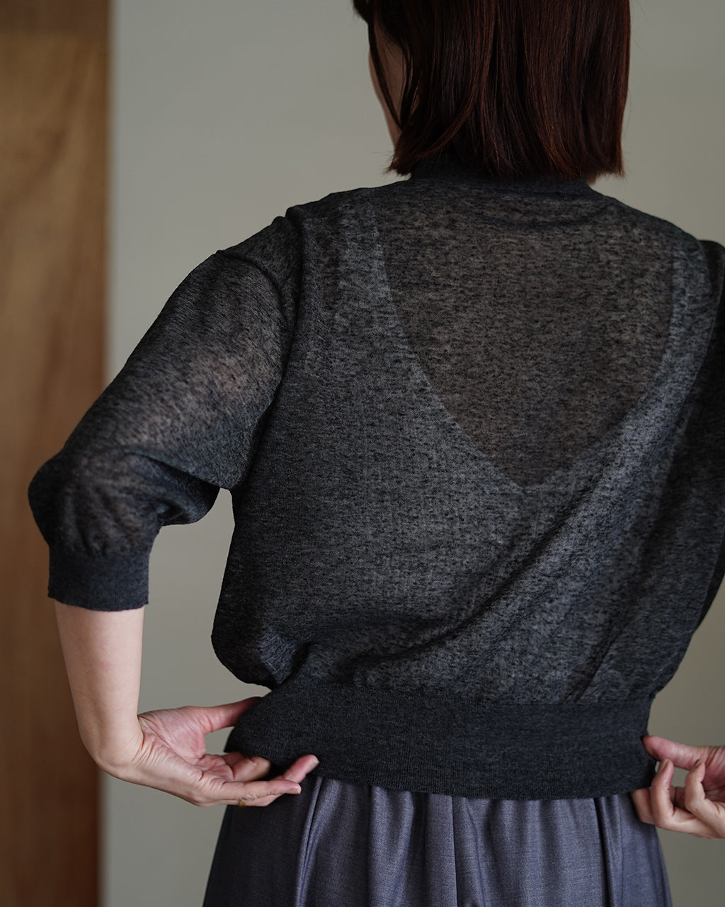 LI/PL MELANGE POLO CARDIGAN 126131081