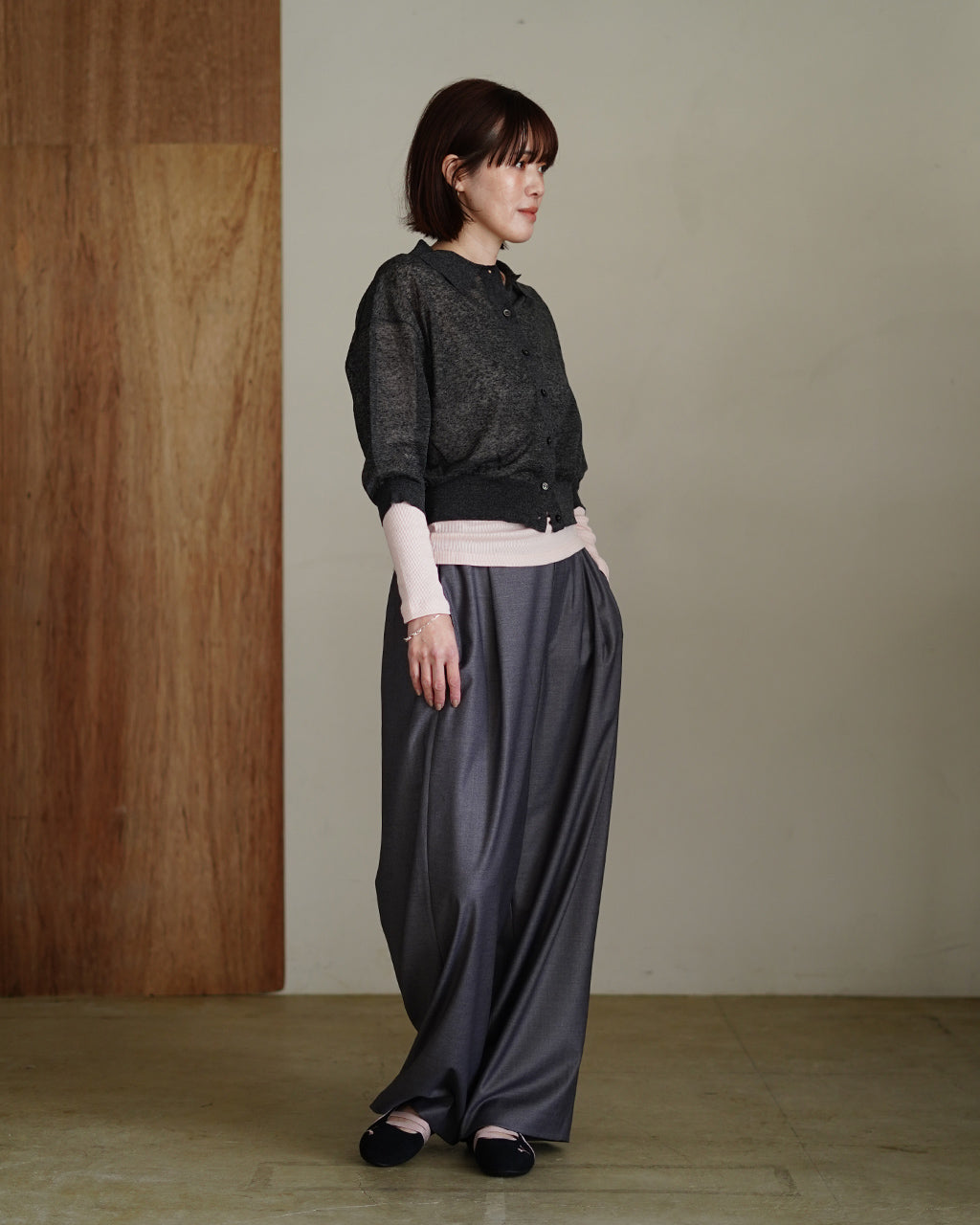 LI/PL MELANGE POLO CARDIGAN 126131081