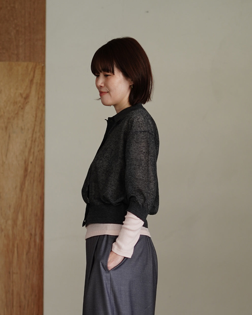 LI/PL MELANGE POLO CARDIGAN 126131081